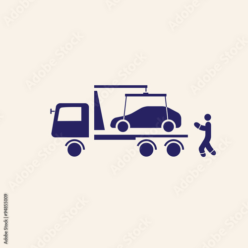 tow truck vector icon, evacuation service concept