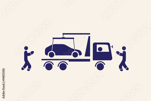 tow truck vector icon, evacuation service concept