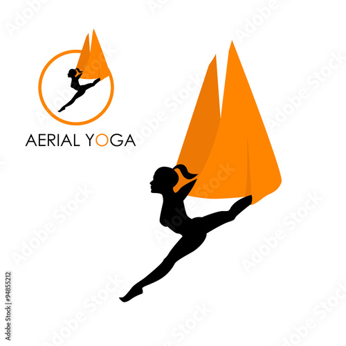  Aerial yoga training icons, vector illustration