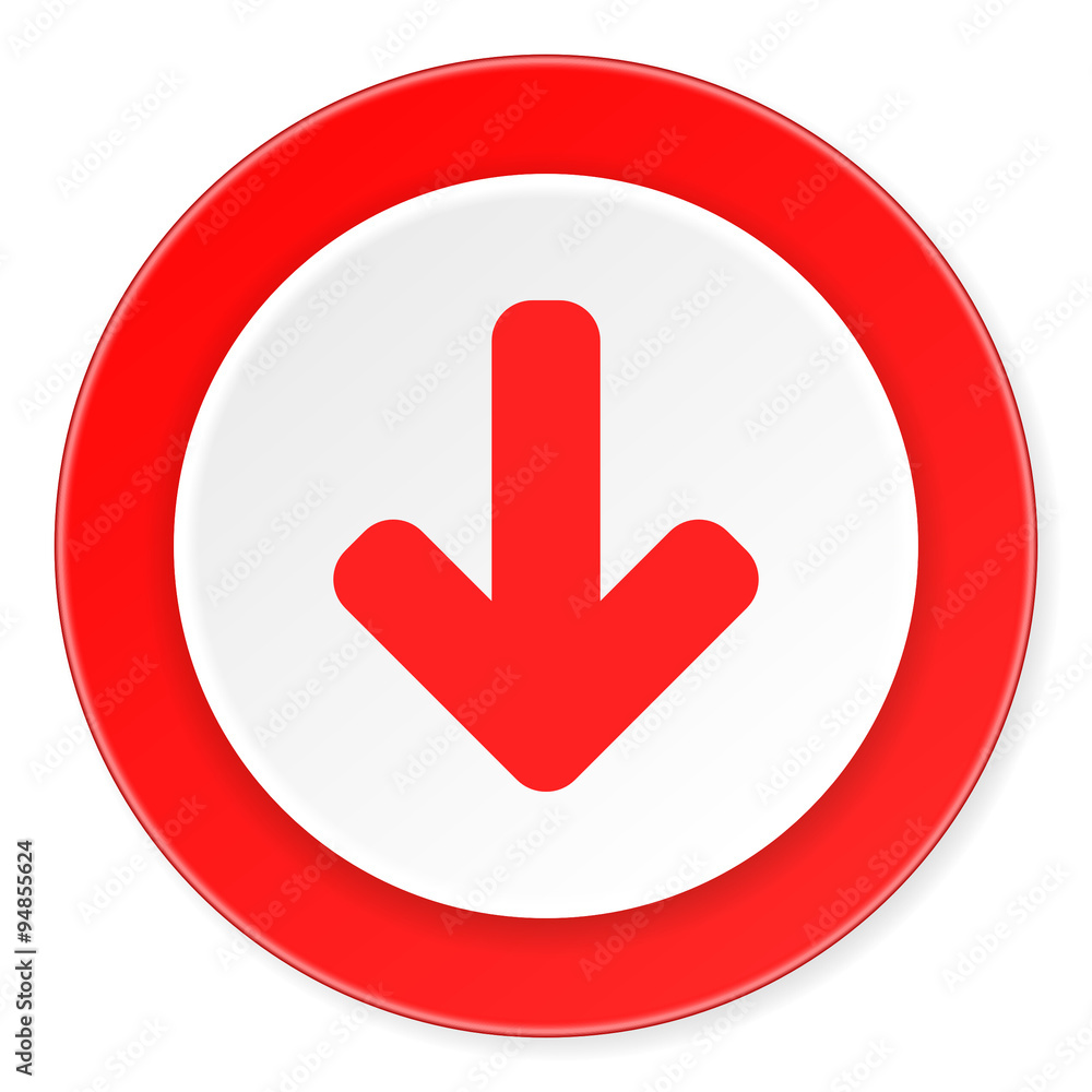 download arrow red circle 3d modern design flat icon on white background download arrow red circle 3d modern design flat icon on white background