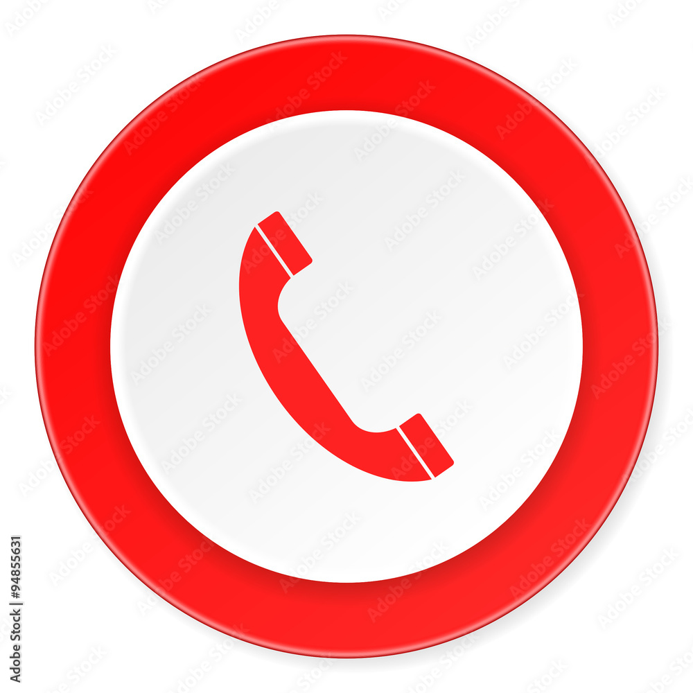 phone red circle 3d modern design flat icon on white background phone red circle 3d modern design flat icon on white background