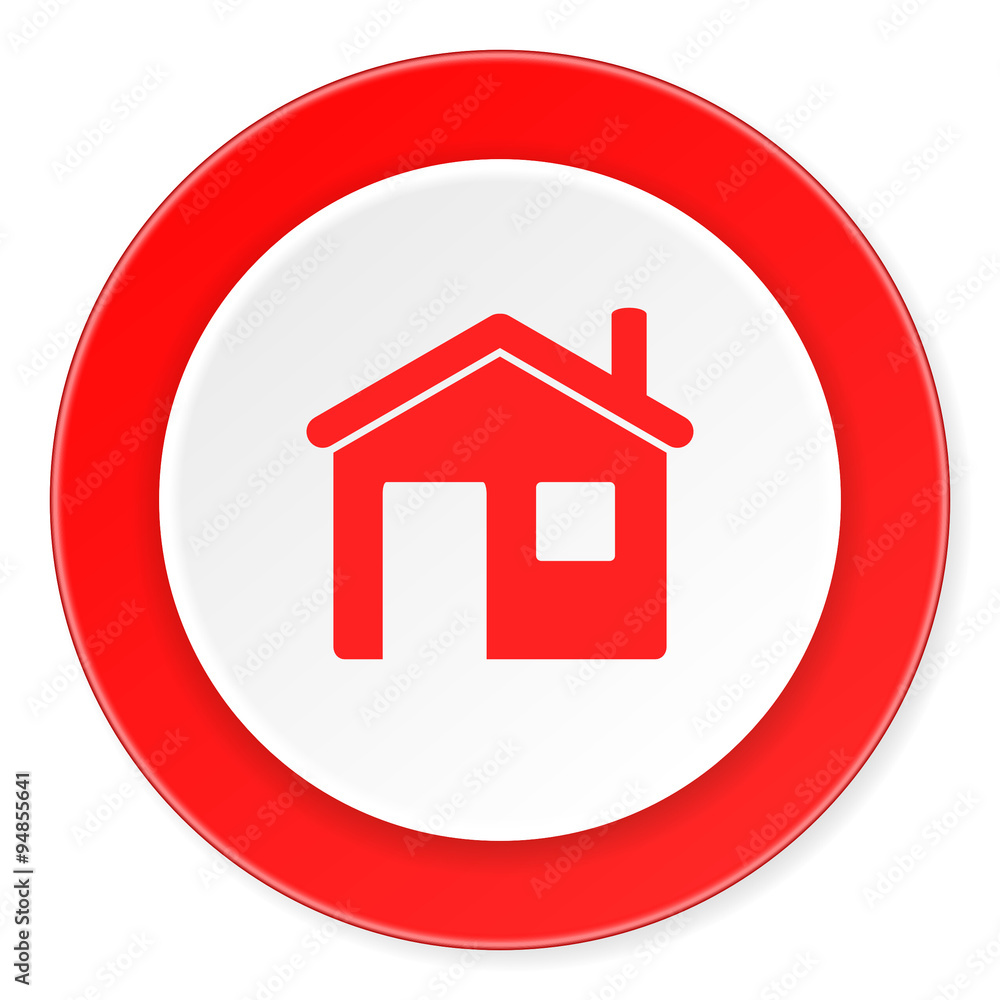 house red circle 3d modern design flat icon on white background house red circle 3d modern design flat icon on white background