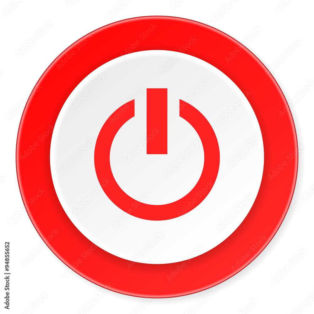 power red circle 3d modern design flat icon on white background power red circle 3d modern design flat icon on white background