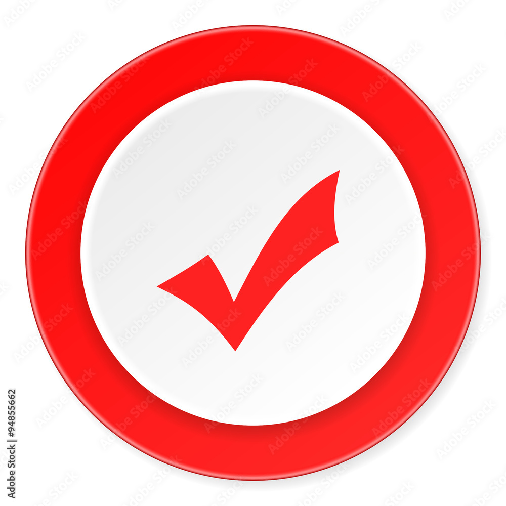 accept red circle 3d modern design flat icon on white background accept red circle 3d modern design flat icon on white background