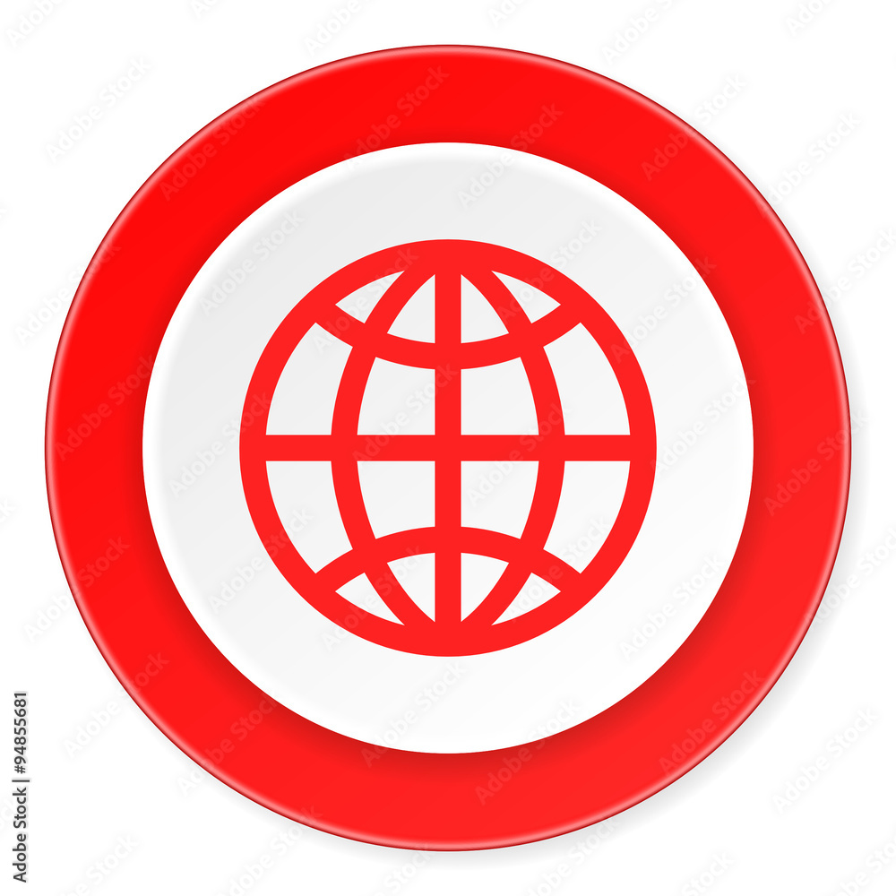 earth red circle 3d modern design flat icon on white background earth red circle 3d modern design flat icon on white background