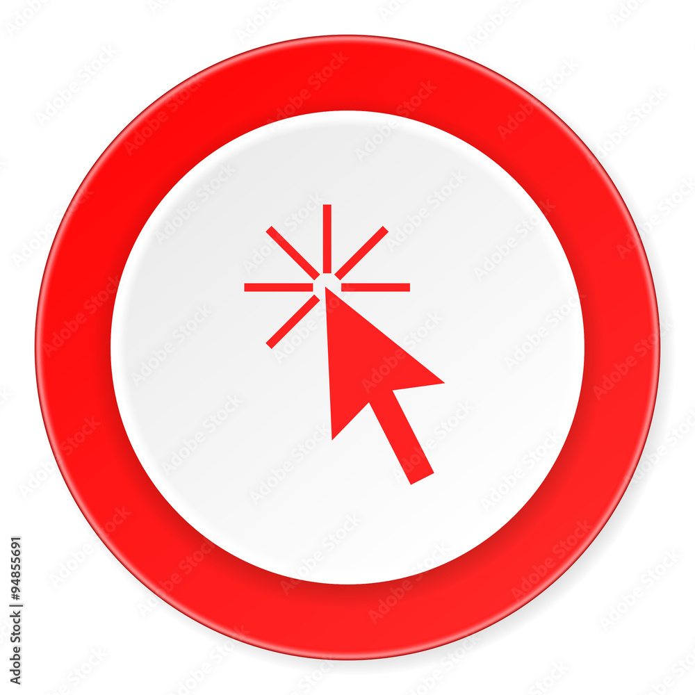 click here red circle 3d modern design flat icon on white background click here red circle 3d modern design flat icon on white background