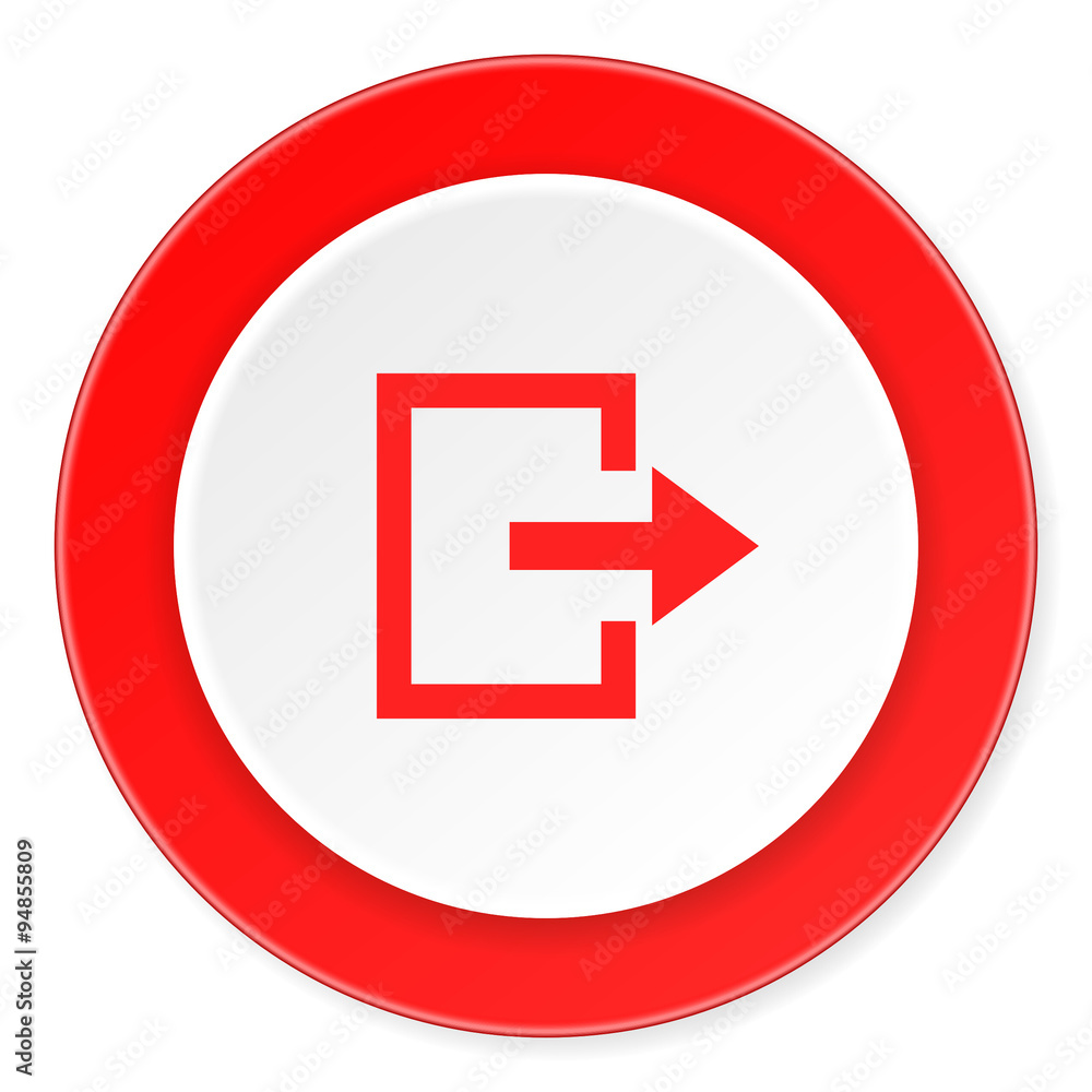 exit red circle 3d modern design flat icon on white background exit red circle 3d modern design flat icon on white background