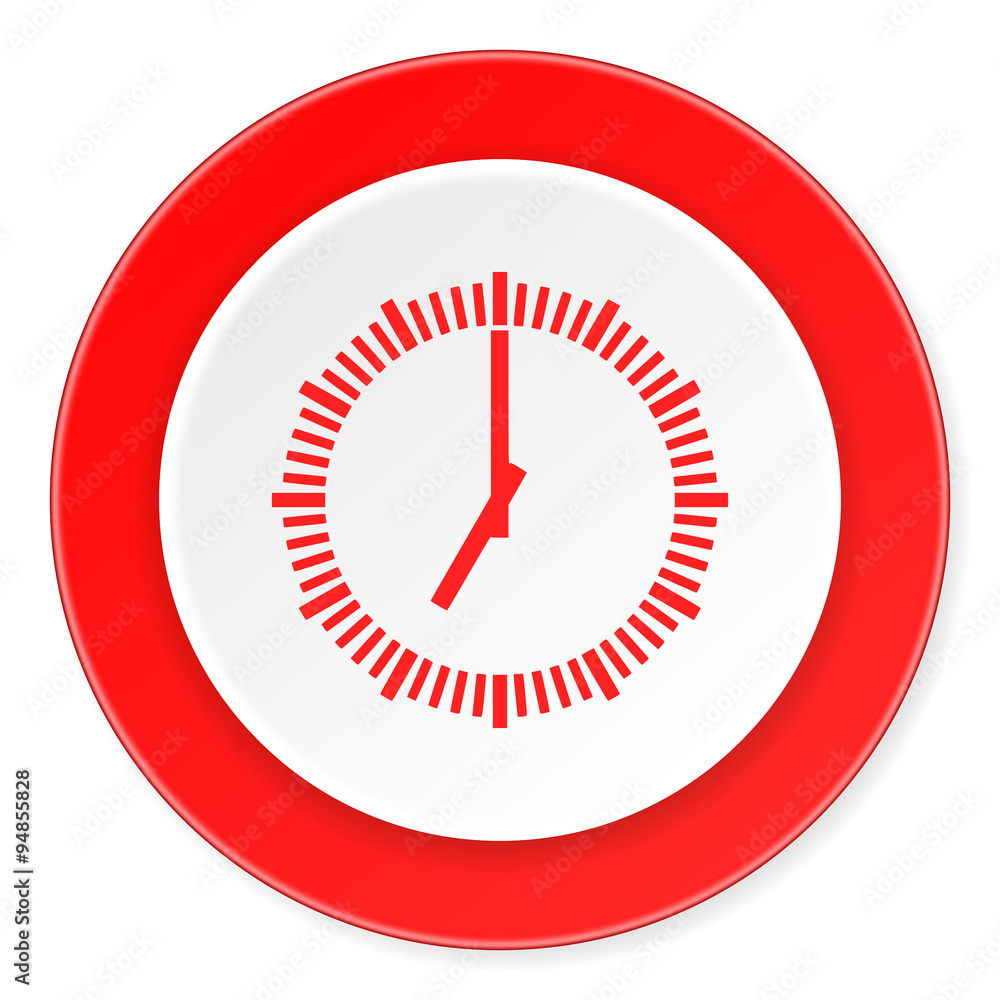 time red circle 3d modern design flat icon on white background time red circle 3d modern design flat icon on white background