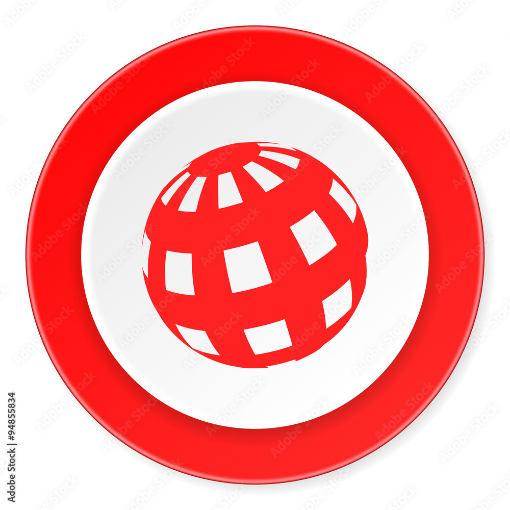 earth red circle 3d modern design flat icon on white background earth red circle 3d modern design flat icon on white background