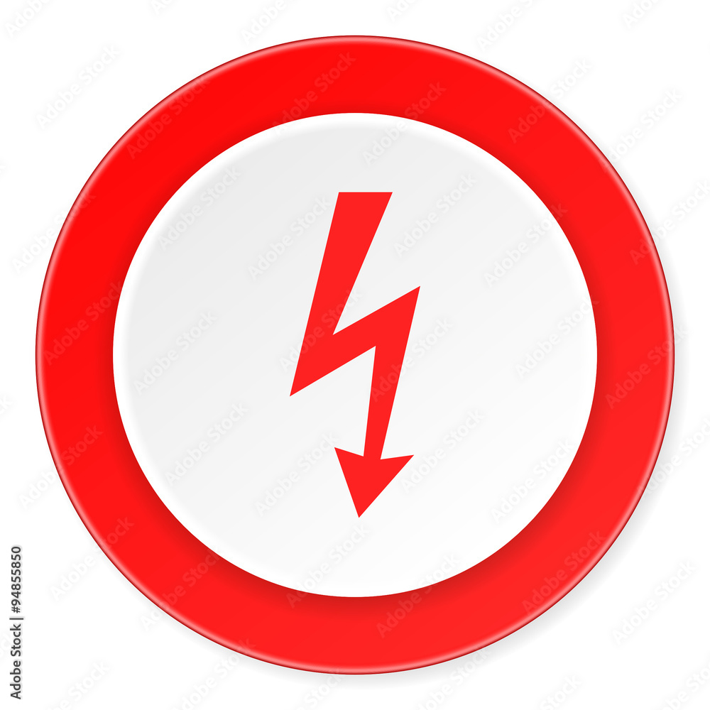bolt red circle 3d modern design flat icon on white background bolt red circle 3d modern design flat icon on white background