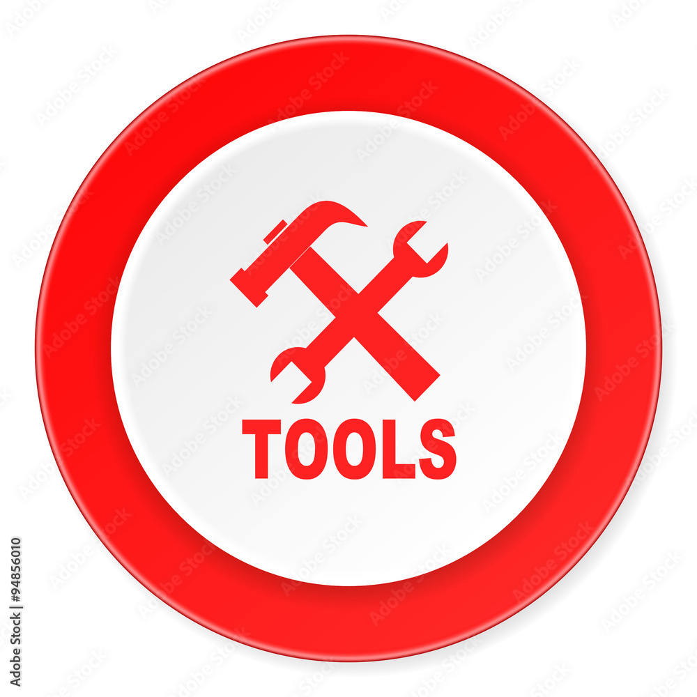 tools red circle 3d modern design flat icon on white background tools red circle 3d modern design flat icon on white background