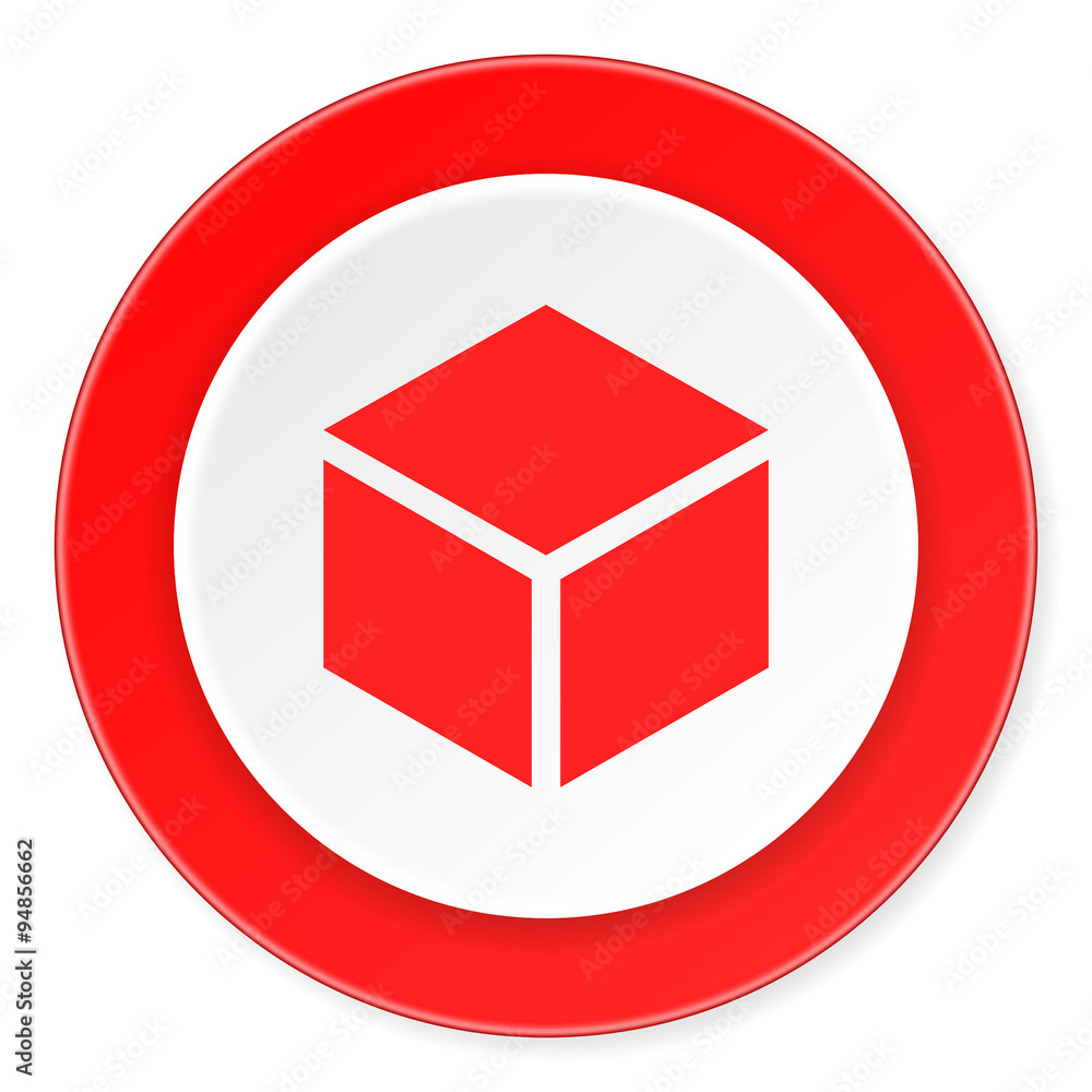 box red circle 3d modern design flat icon on white background box red circle 3d modern design flat icon on white background