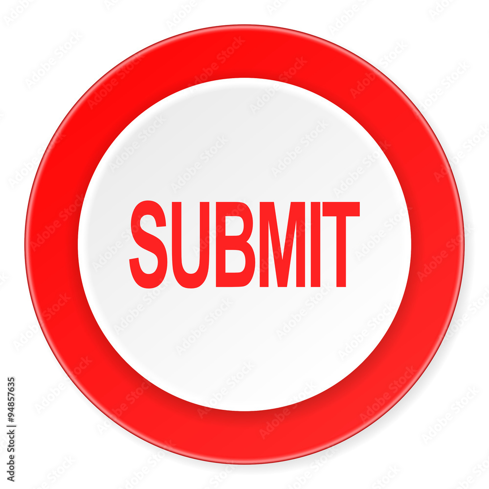 submit red circle 3d modern design flat icon on white background submit red circle 3d modern design flat icon on white background