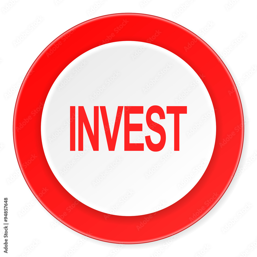 nvest red circle 3d modern design flat icon on white background nvest red circle 3d modern design flat icon on white background