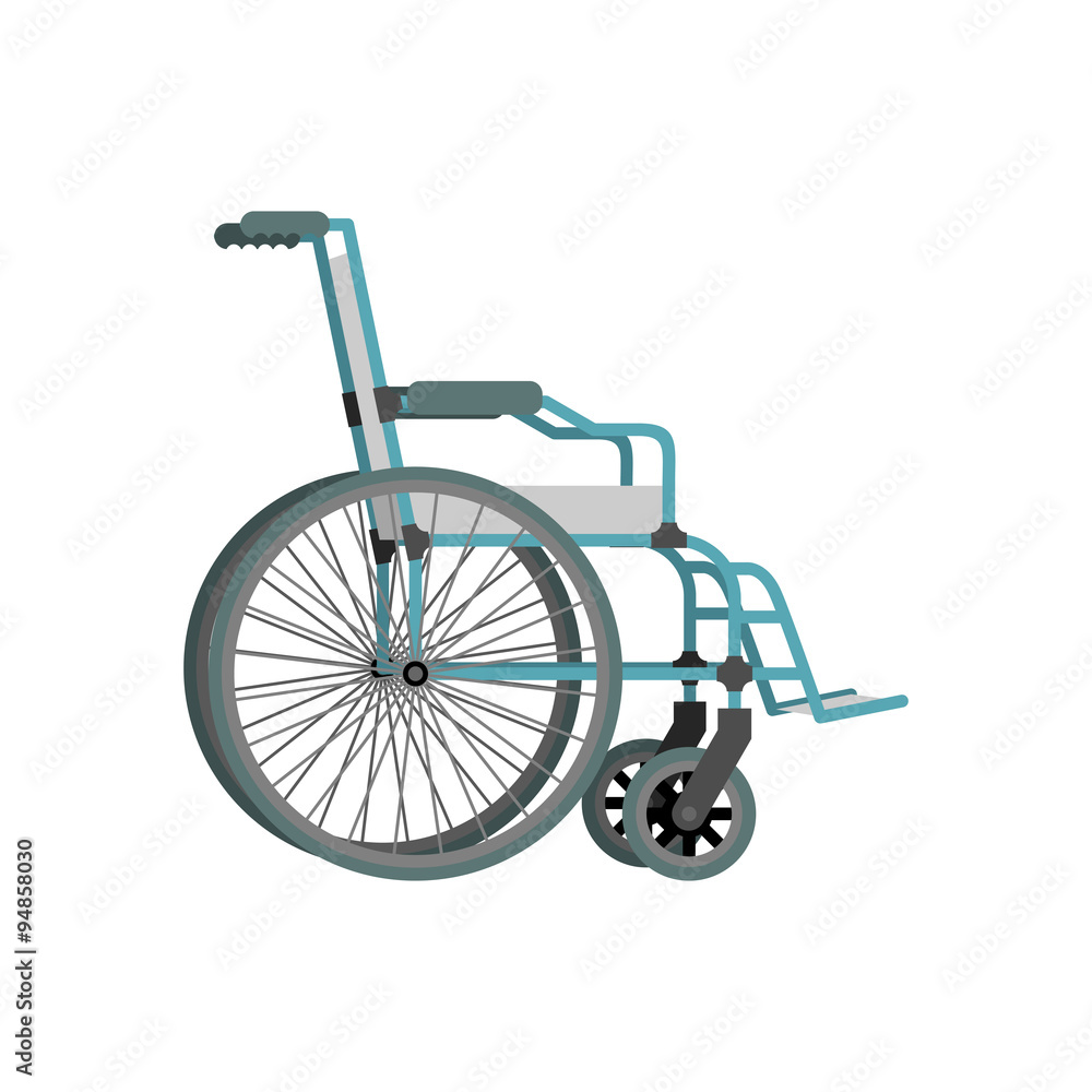 Wheelchair on white background. Means of transportation for peo Wheelchair on white background. Means of transportation for peo