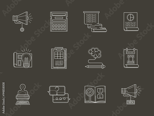 Obraz na płótnie Web development flat white line vector icons w salonie