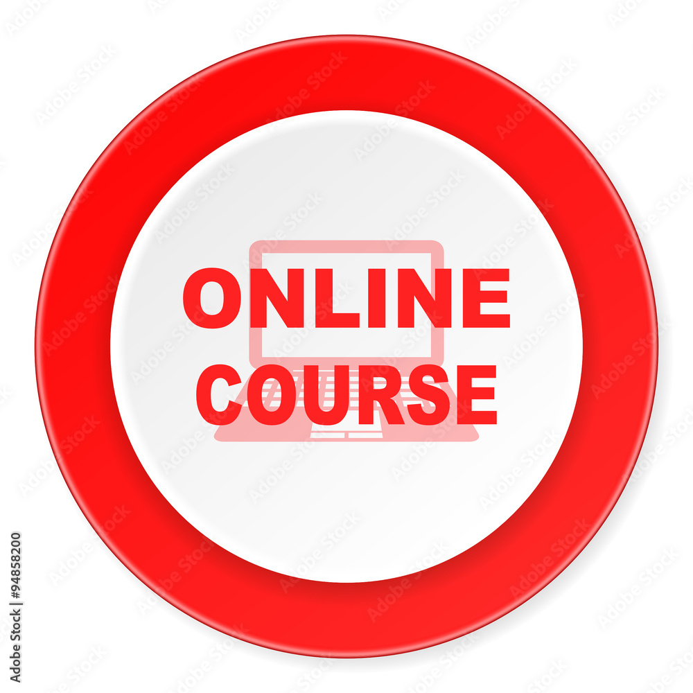 online course red circle 3d modern design flat icon on white background online course red circle 3d modern design flat icon on white background