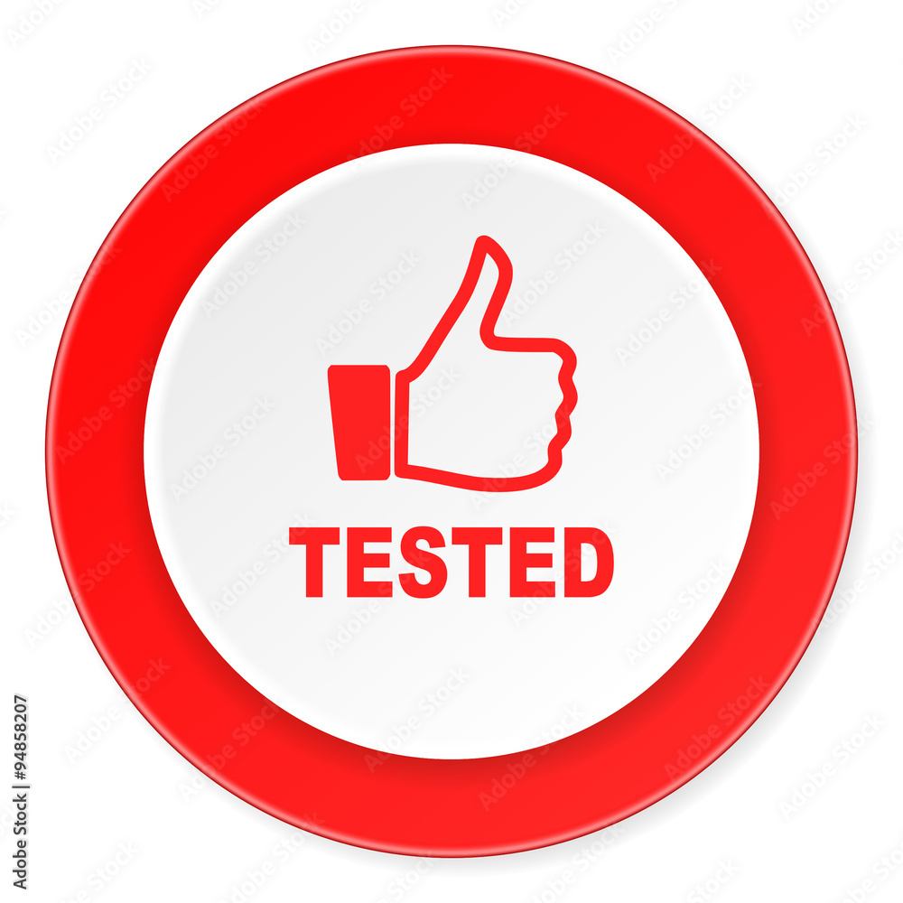 tested red circle 3d modern design flat icon on white background tested red circle 3d modern design flat icon on white background
