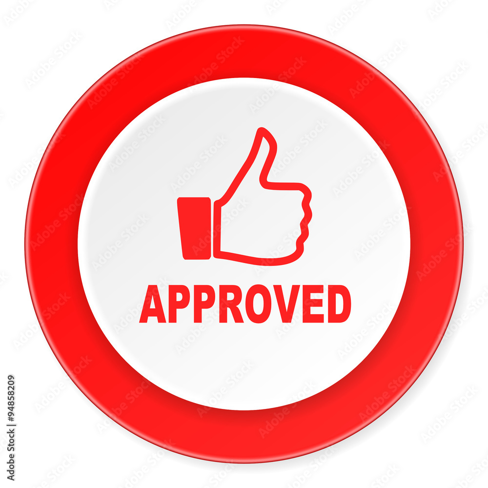 approved red circle 3d modern design flat icon on white background approved red circle 3d modern design flat icon on white background
