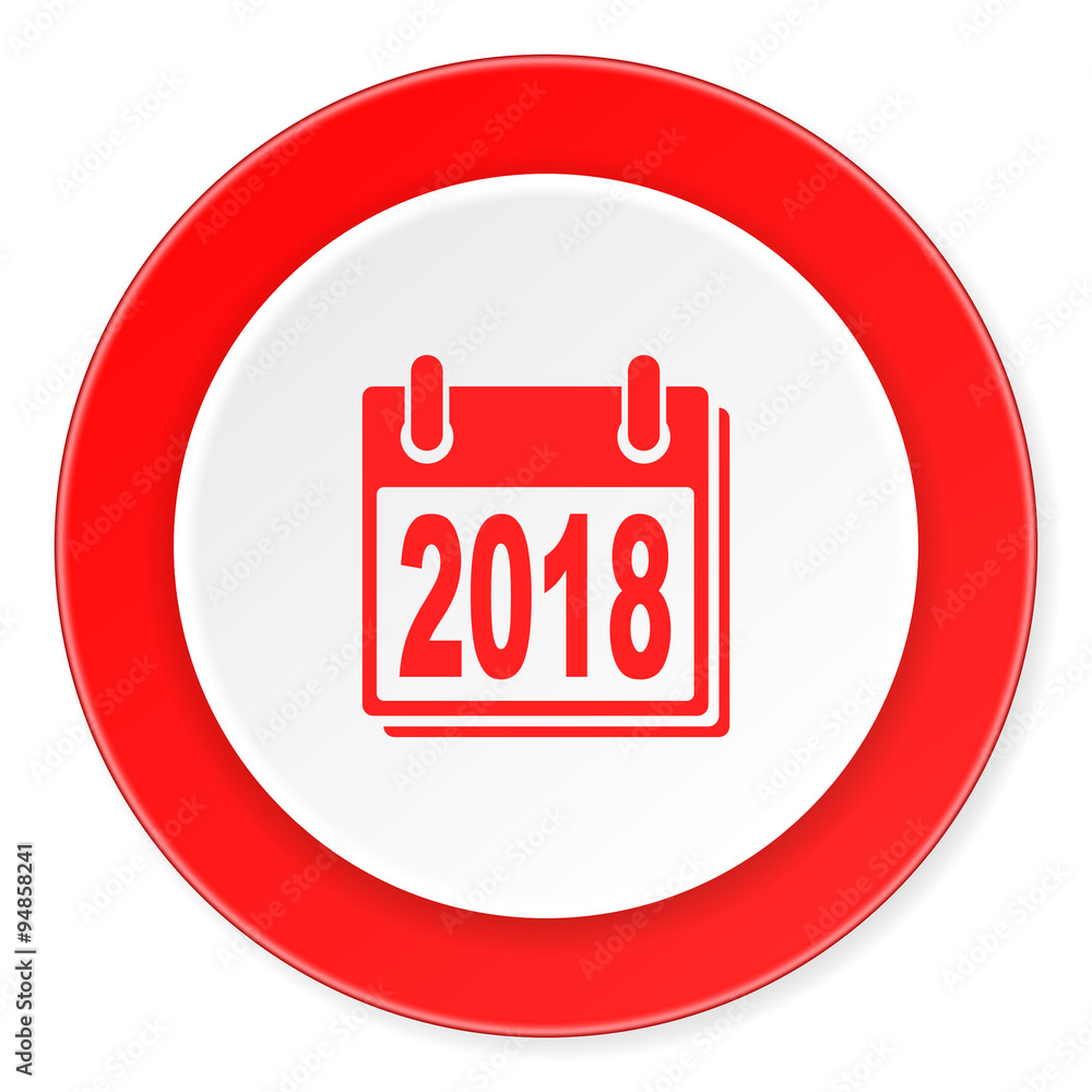 new year 2018 red circle 3d modern design flat icon on white background new year 2018 red circle 3d modern design flat icon on white background