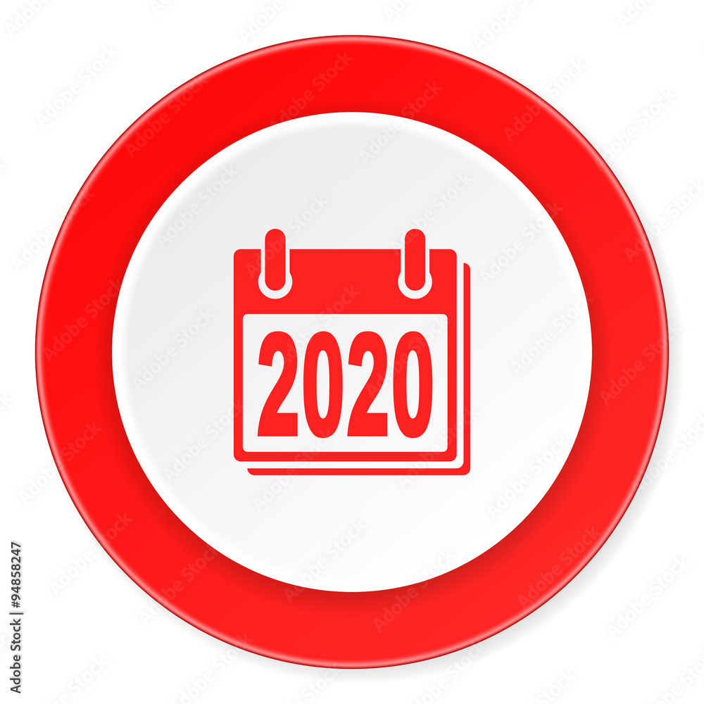 new year 2020 red circle 3d modern design flat icon on white background new year 2020 red circle 3d modern design flat icon on white background