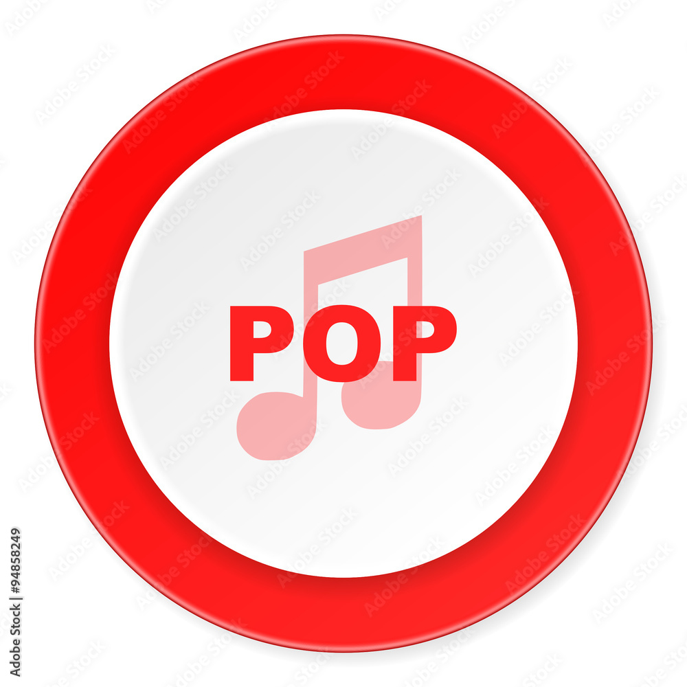 pop music red circle 3d modern design flat icon on white background pop music red circle 3d modern design flat icon on white background