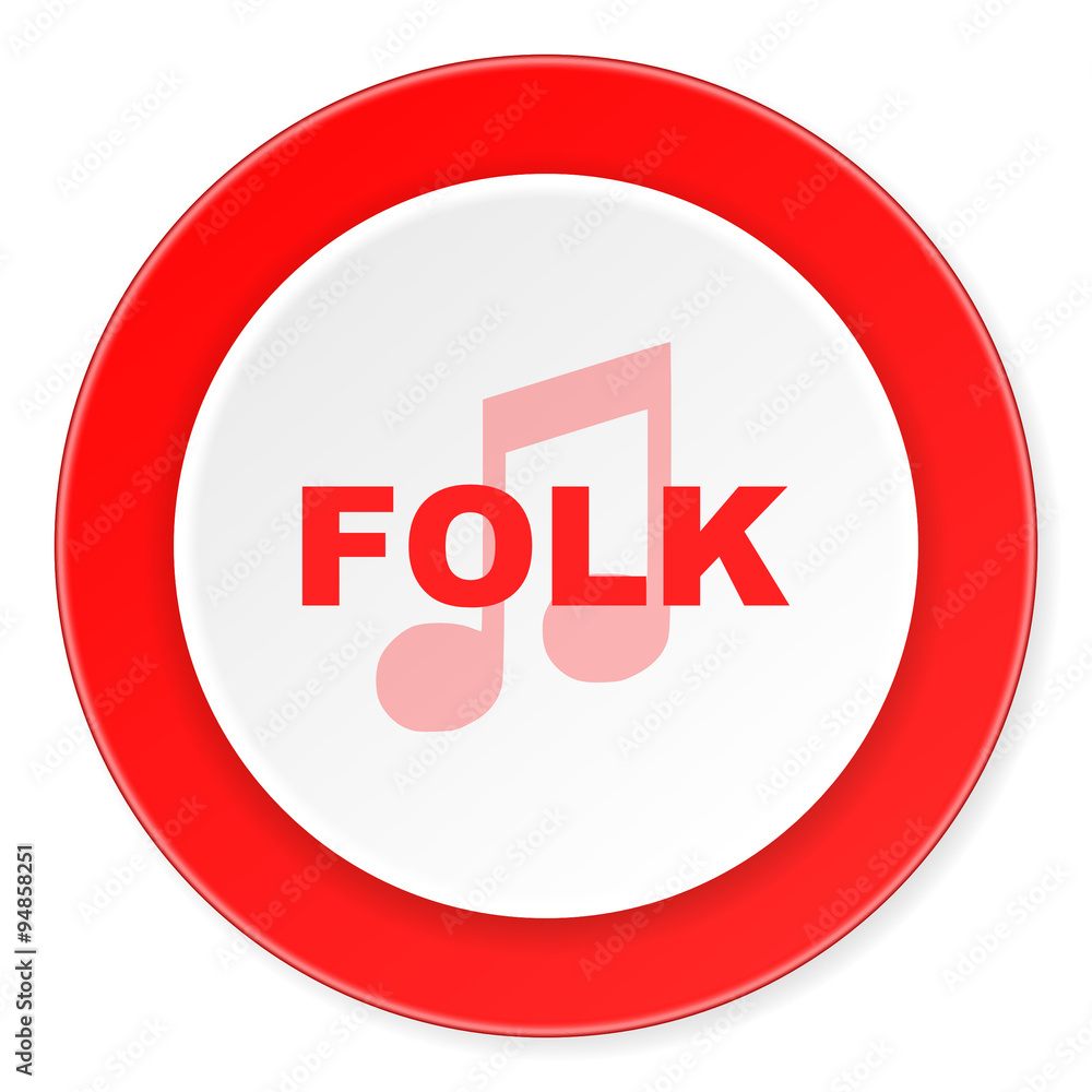 folk music red circle 3d modern design flat icon on white background folk music red circle 3d modern design flat icon on white background