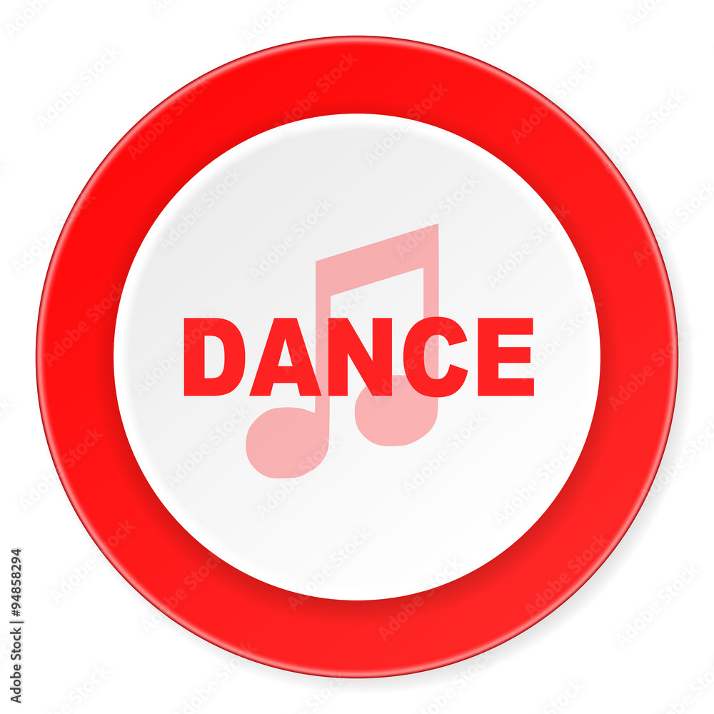 dance music red circle 3d modern design flat icon on white background dance music red circle 3d modern design flat icon on white background