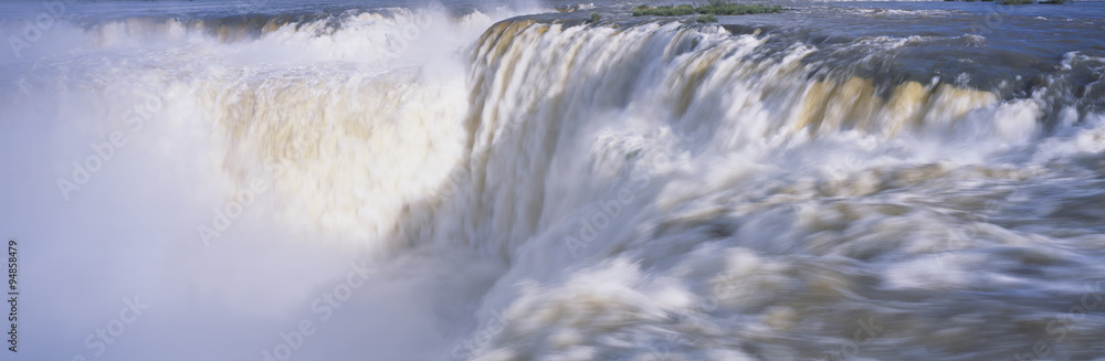 Panoramic view of Iguazu Waterfalls in Parque Nacional Iguazu, Garganto del Diablo Salto Union, border of Brazil and Argentina Panoramic view of Iguazu Waterfalls in Parque Nacional Iguazu, Garganto del Diablo Salto Union, border of Brazil and Argentina