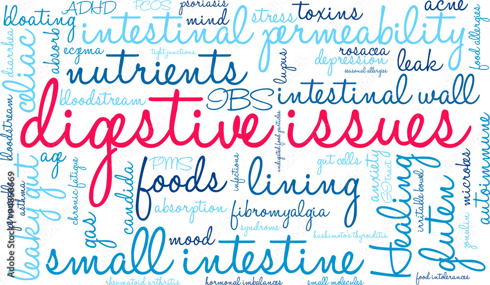 Digestive Issues word cloud on a white background. 