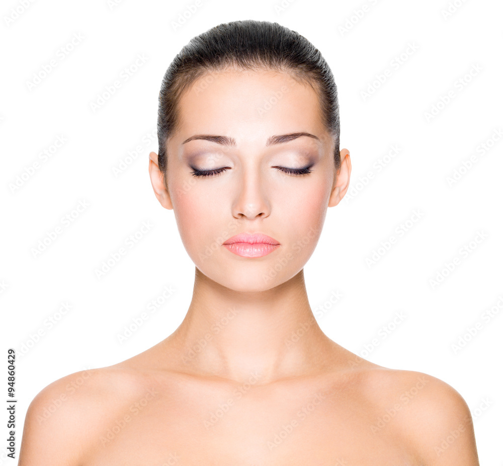 Beautiful face with beautiful closed eyes Beautiful face with beautiful closed eyes