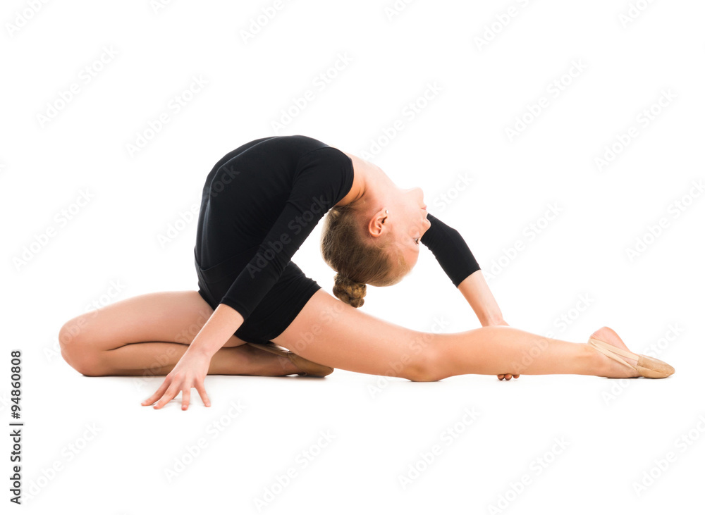 little gymnast doing exercise with skipping rope little gymnast doing exercise with skipping rope