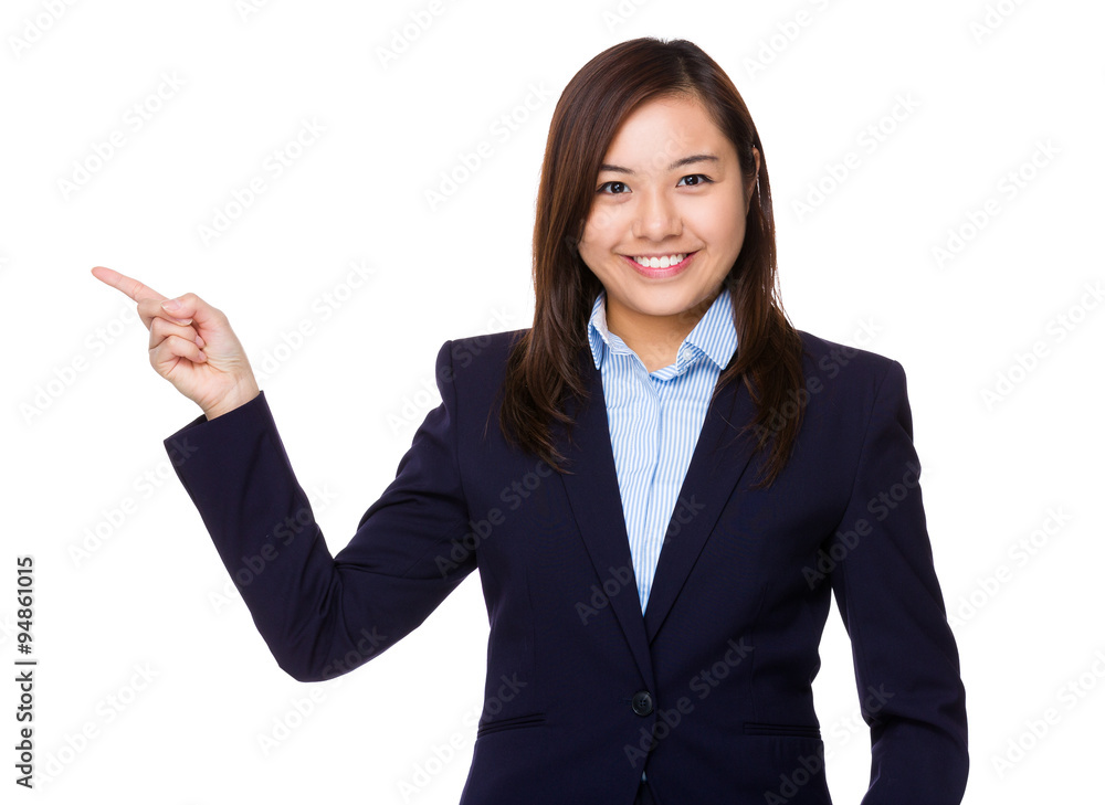 Businesswoman with finger point up Businesswoman with finger point up