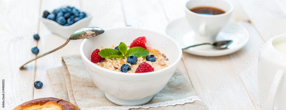 delicious breakfast with muesli delicious breakfast with muesli