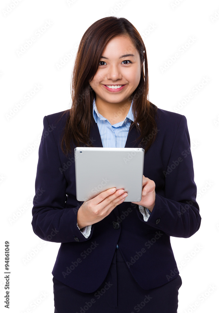 Businesswoman use of the tablet pc Businesswoman use of the tablet pc
