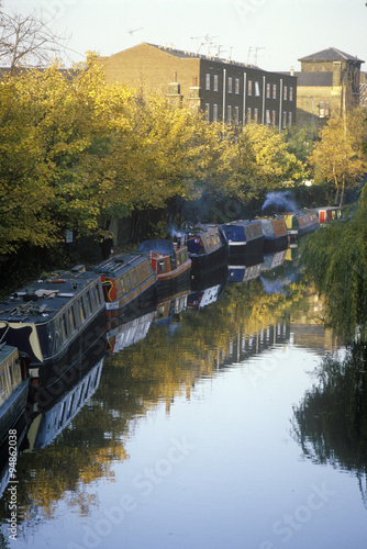 Canal boats in London, England photo