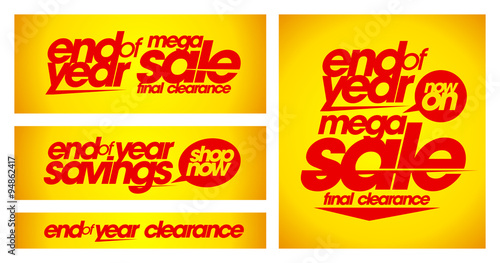 End of year sale yellow banners.