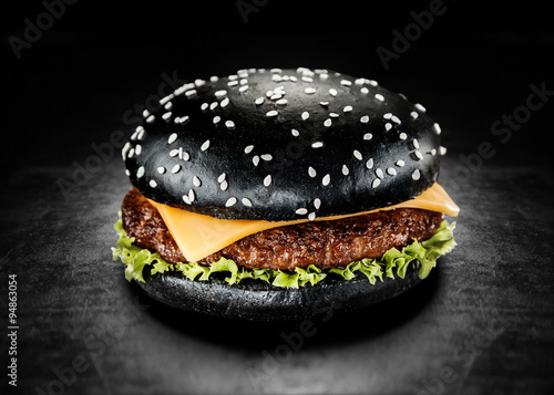 Konstfotografi Japanese Black Burger with Cheese