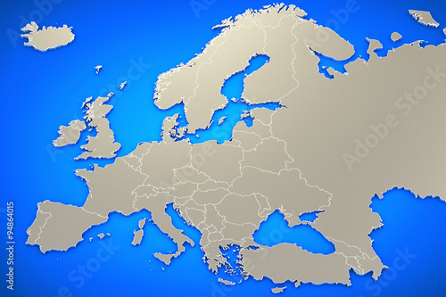 3D Europe Map Background.