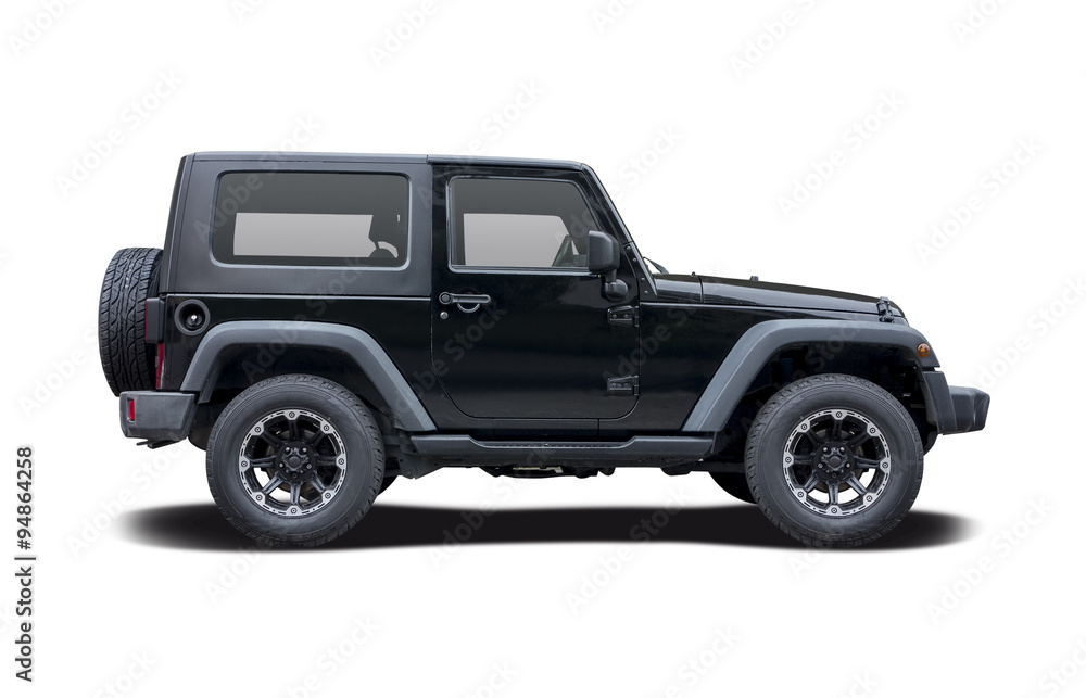 Black Jeep side view isolated on white