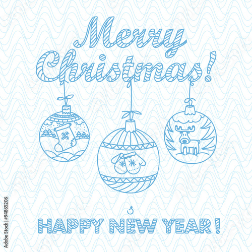 Christmas greeting card. Merry Christmas and Happy new year