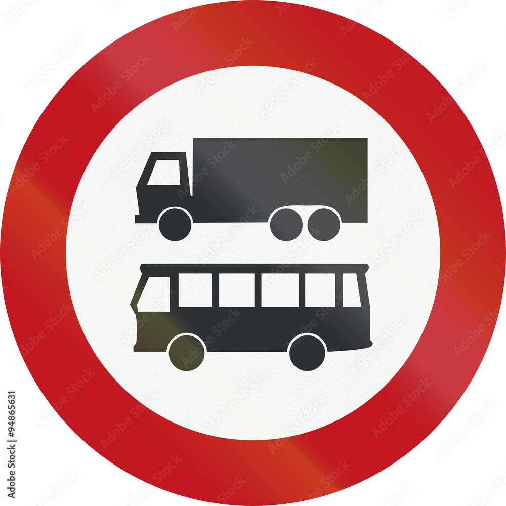 A Dutch prohibition sign - No trucks or buses A Dutch prohibition sign - No trucks or buses