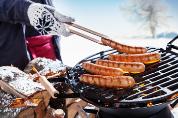 Outdoors winter barbecue party