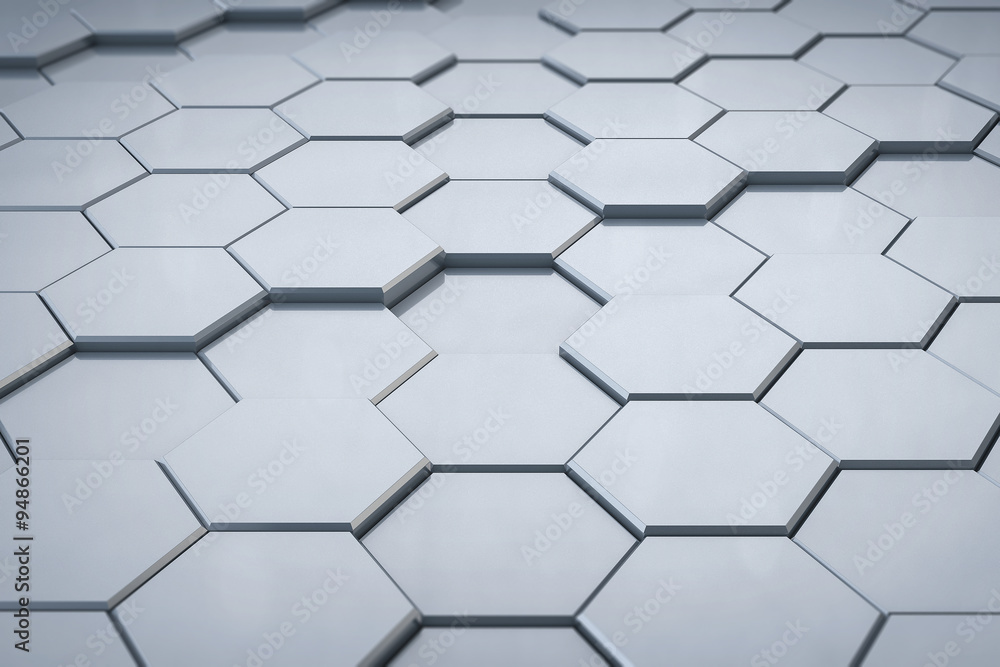 3D Silver Hexagonal Structure Background. 3D Silver Hexagonal Structure Background.