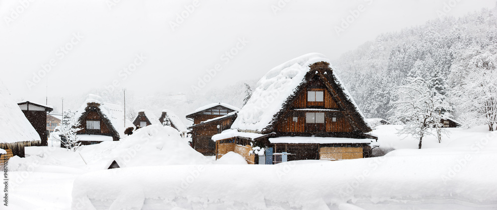Naklejka premium Japanese village at winter