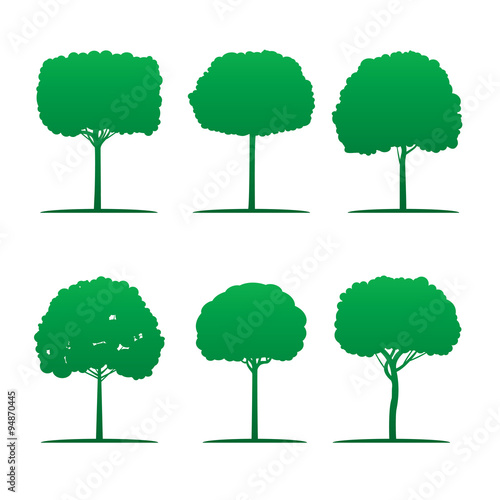 Set of Green Trees. Vector Illustration.