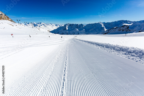 Groomed ski slope at Soelden