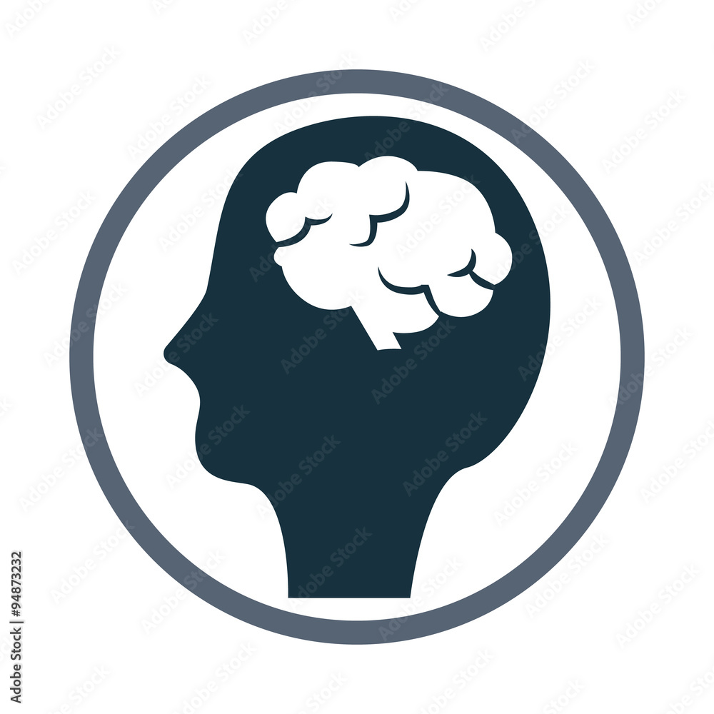 Human head with brain icon