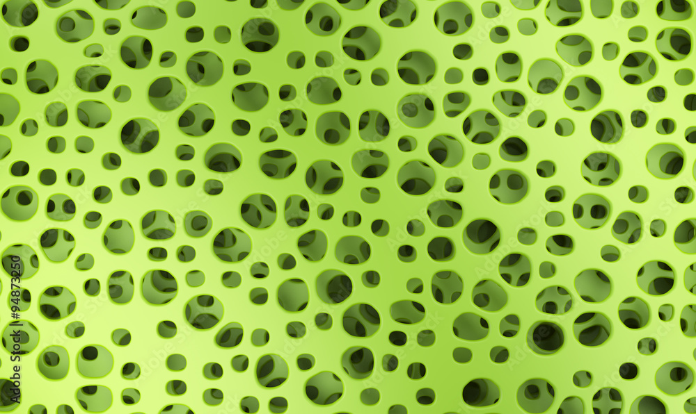 abstract organic green background with many holes