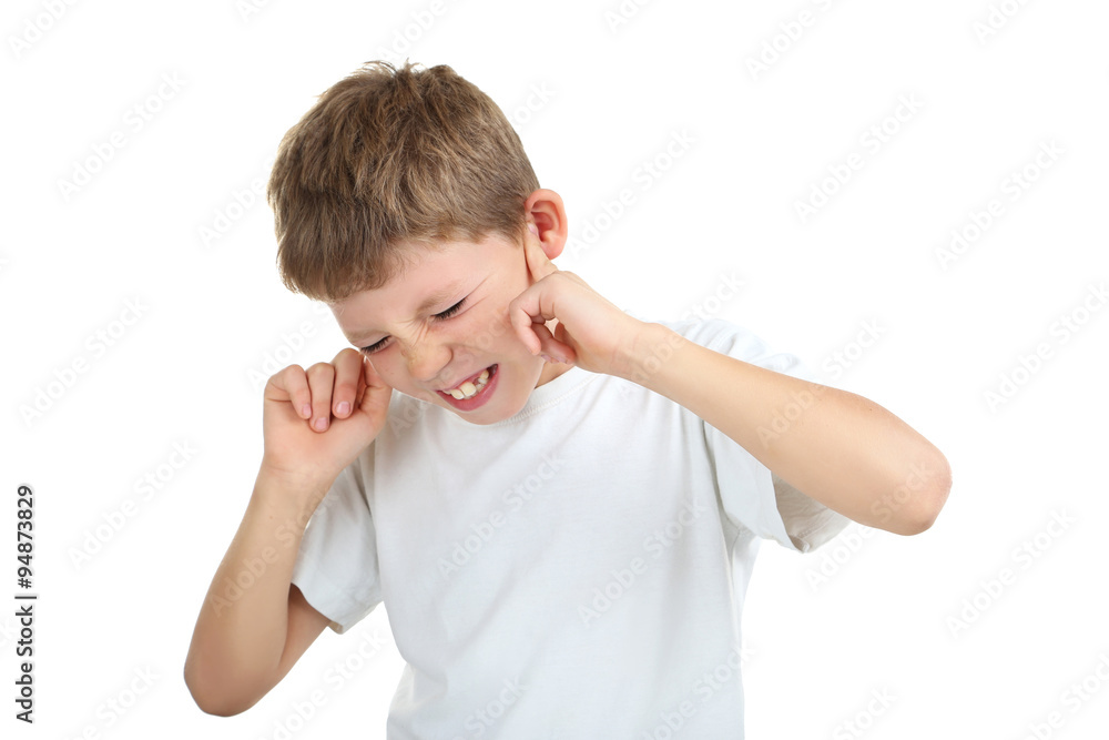 Portrait of emotional little boy on white background Portrait of emotional little boy on white background